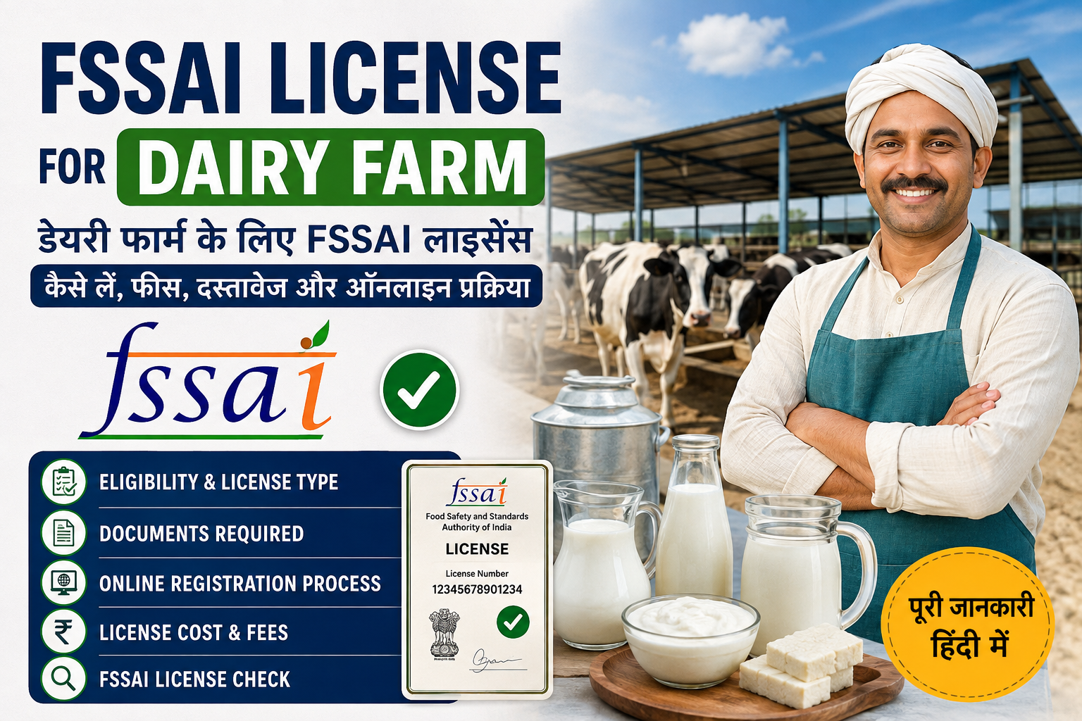 FSSAI License for Dairy Farm | Food License Cost | FSSAI Registration